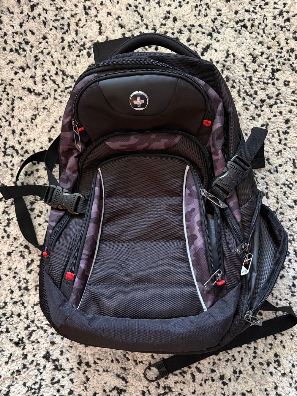 SwissDigital Business Laptop Backpack Black & Gray Camouflage | Brand New | Trav